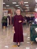 3 Düğmeli Elbise - Bordo - ön görünüm