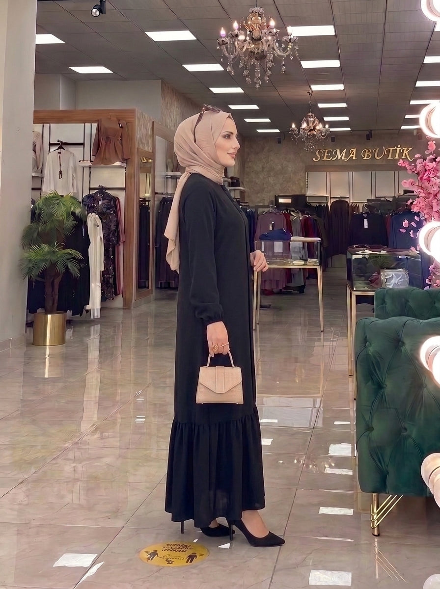 3 Düğmeli Elbise - Siyah - yan görünüm