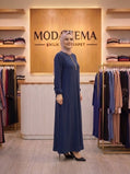 Lacivert Taşlı Elbise