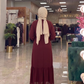 Belden Kuşaklı Elbise - Bordo - arka görünüm
