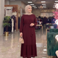 Belden Kuşaklı Elbise - Bordo - ön görünüm
