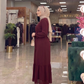 Belden Kuşaklı Elbise - Bordo - yan görünüm