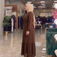 Belden Kuşaklı Elbise - Kahverengi - yan görünüm