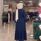 Belden Kuşaklı Elbise - Lacivert - arka görünüm