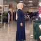 Belden Kuşaklı Elbise - Lacivert - yan görünüm