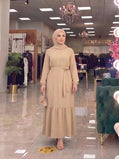 Belden Kuşaklı Elbise - Bej