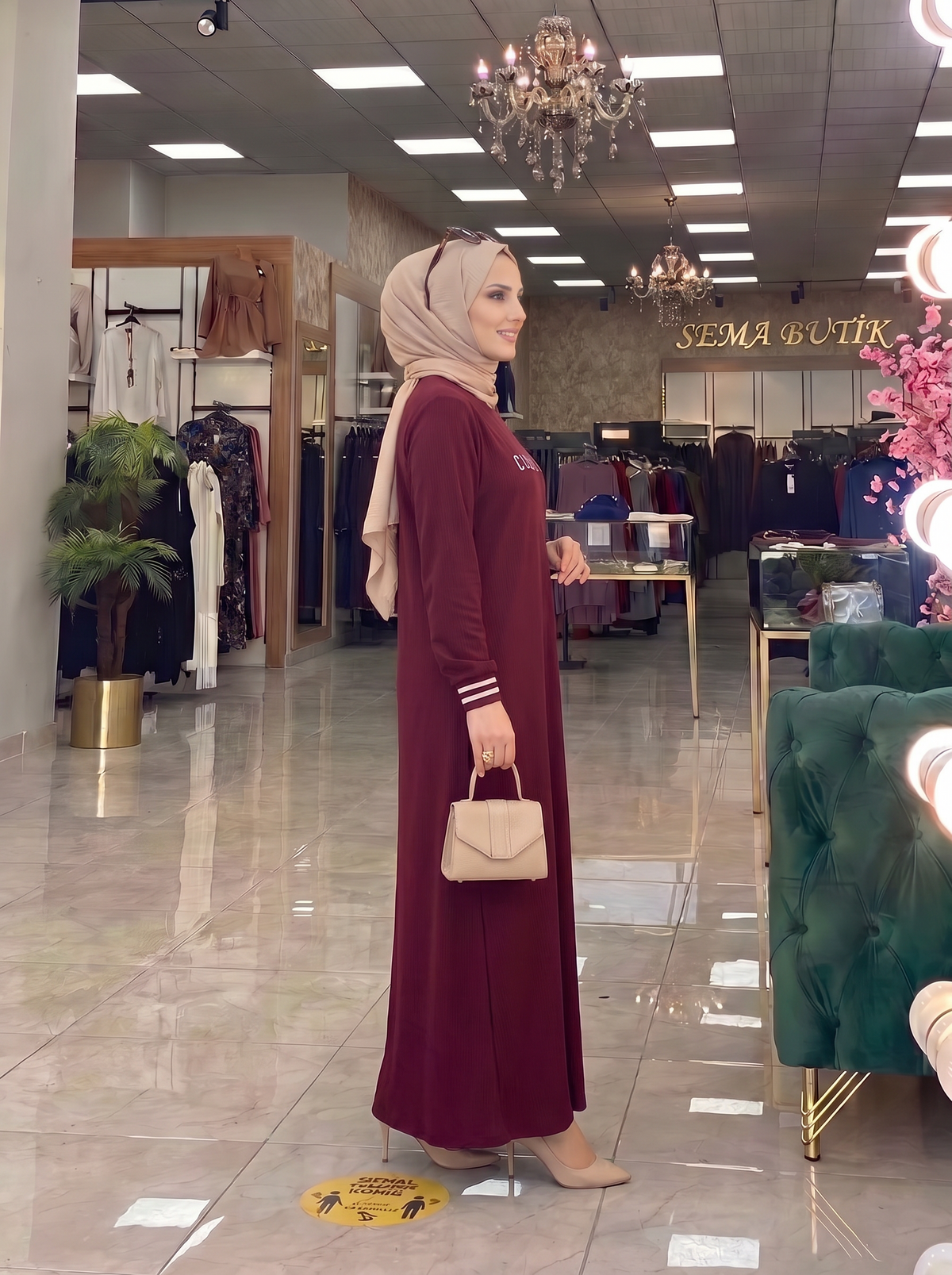 Spor Elbise - Bordo - yan görünüm