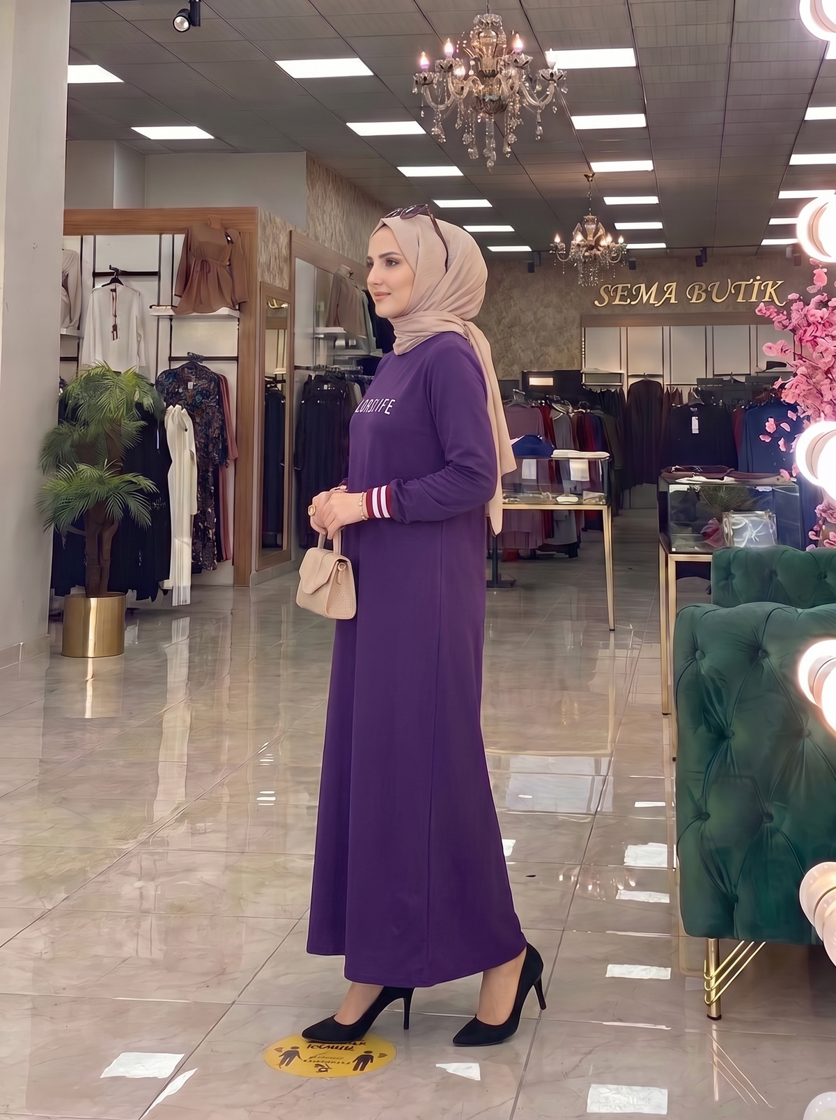Spor Elbise - Mor - yan görünüm