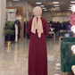 Bordo Taşlı Elbise - arka görünüm